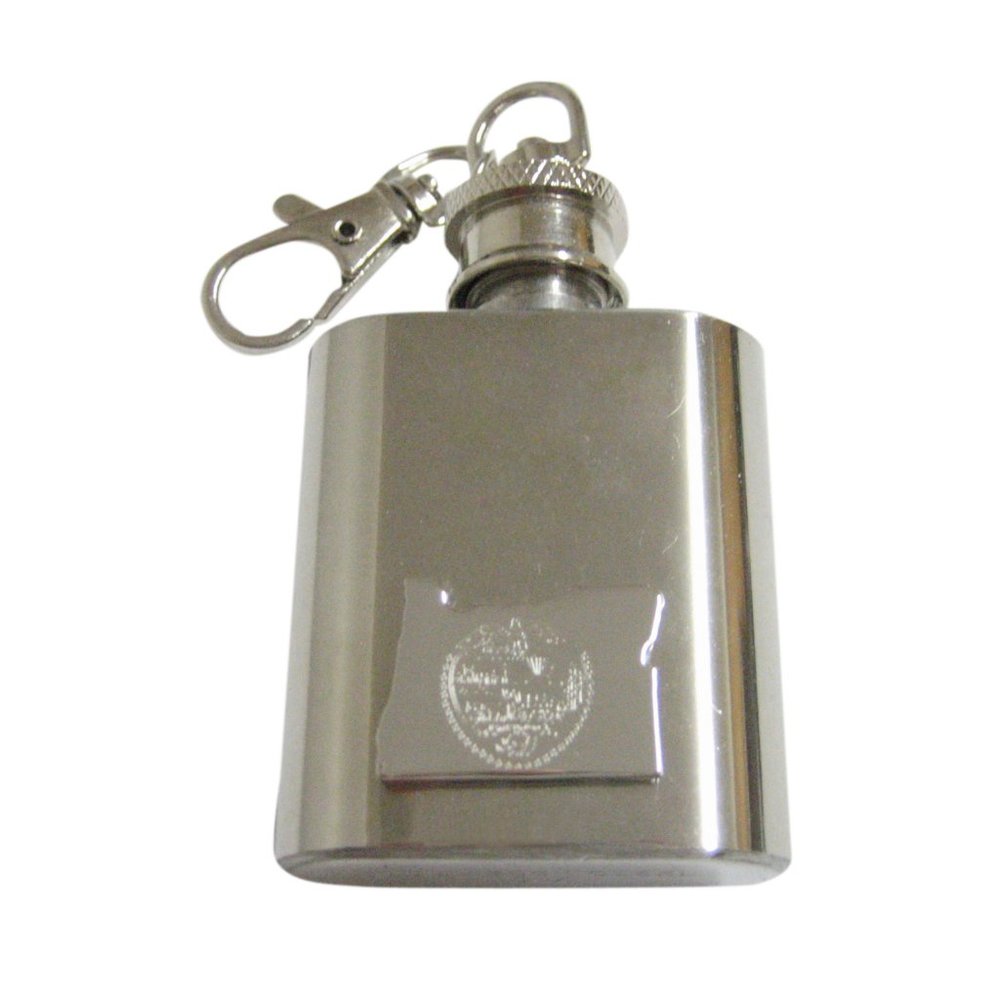Oregon State Map Shape And Flag 1oz Keychain Flask - image 1